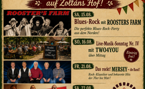 Blues-Rock mit Roosters Farm auf Zoltans Hof